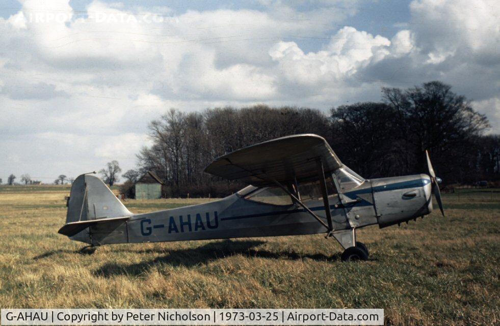 G-AHAU, 1945 Auster J-1 Autocrat C/N 1850, This Autocrat attended the Shuttleworth Collection display at Old Warden in the Spring of 1973.