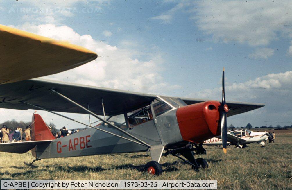 G-APBE, 1957 Auster 5A C/N 3403, This Auster attended the Shuttleworth Collection display at Old Warden in the Spring of 1973.