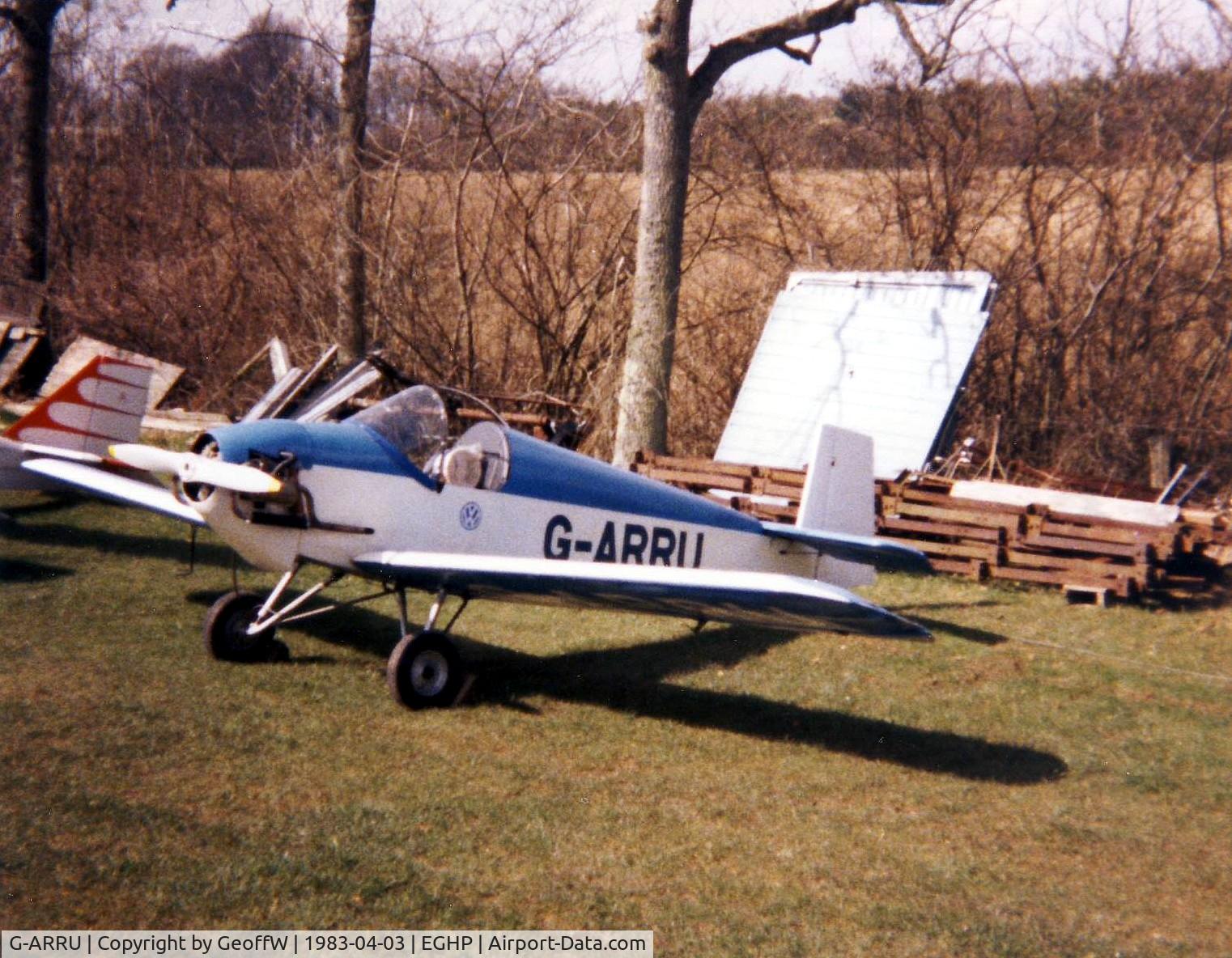 G-ARRU, 1975 Druine D.31 Turbulent C/N PFA 502, Turbulent G-ARRU attending the 1983 Jodel fly-in at Popham