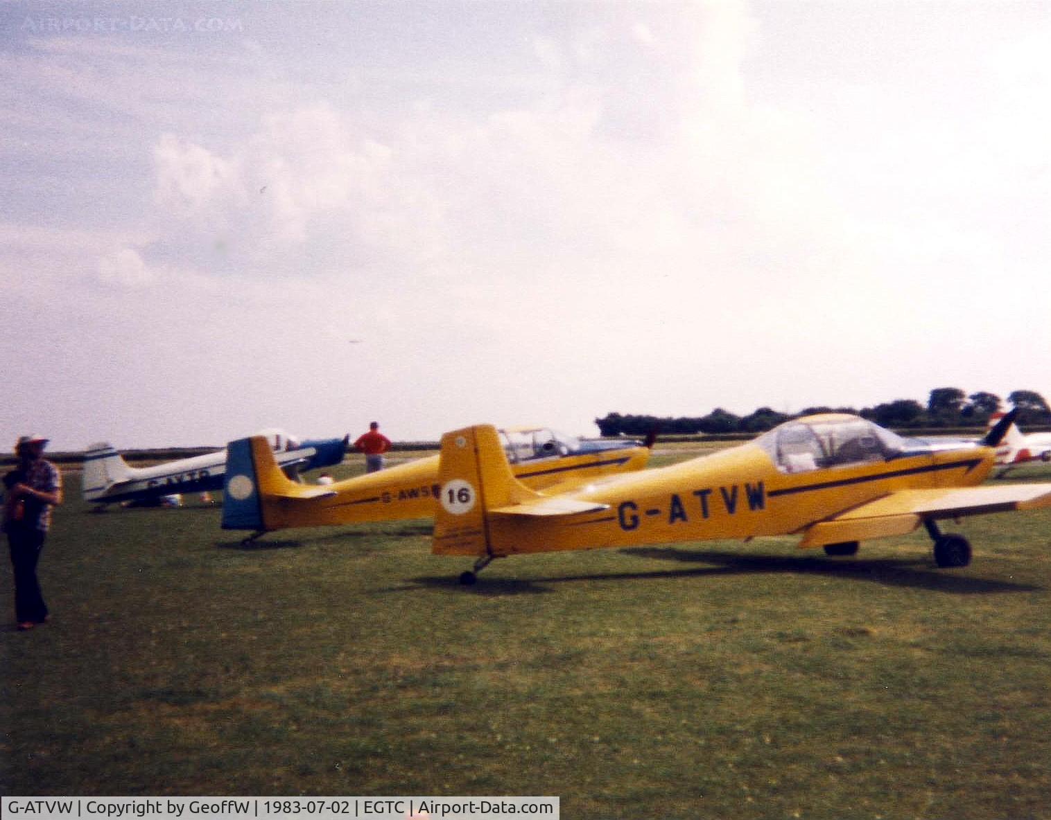 G-ATVW, 1966 Druine D-62B Condor C/N RAE/615, Druine D.62B Condor G-ATVW attending the 1983 PFA Rally at Cranfield