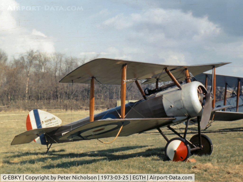 G-EBKY, 1920 Sopwith Pup C/N W/O 3004/14, The Shuttleworth Collection displayed their Pup at Old Warden in the Spring of 1973.