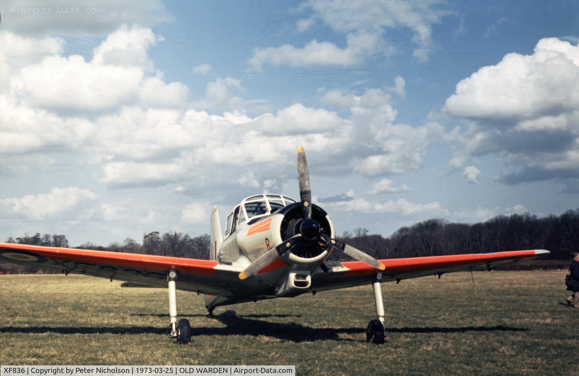 XF836, 1955 Percival P-56 Provost T.1 C/N PAC/56/339, Provost T.1 XF 836 of the Shuttleworth Collection on display at Old Warden in the Spring of 1973.