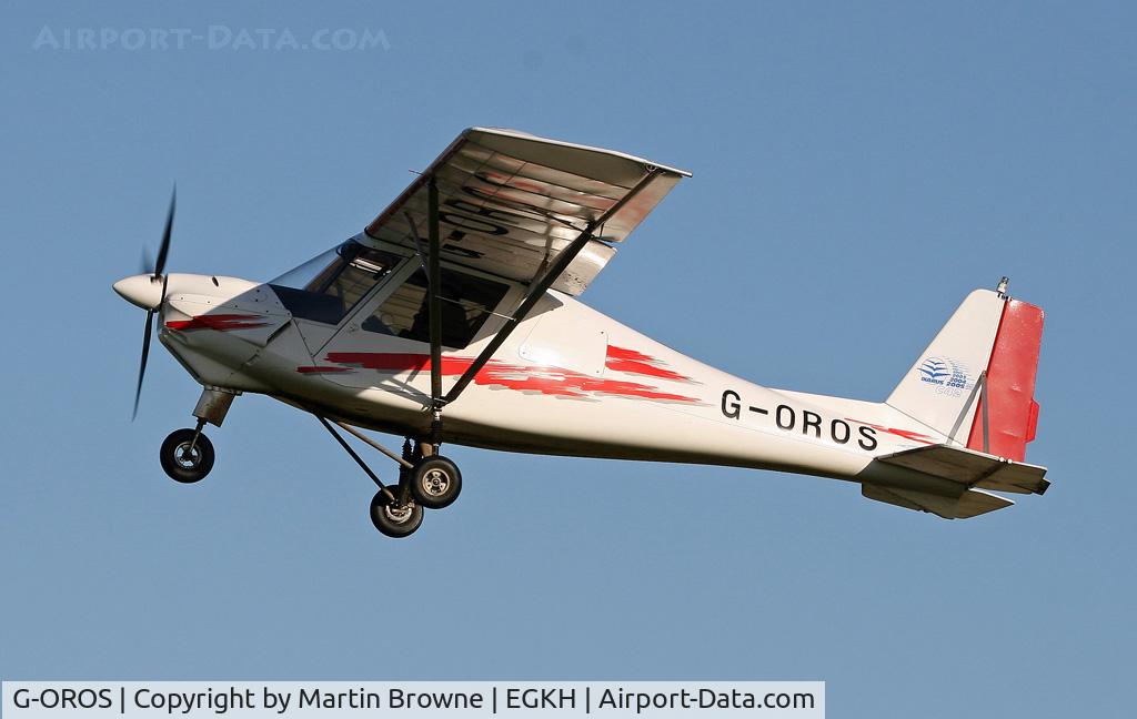 G-OROS, 2005 Comco Ikarus C42 FB80 C/N 0509-6759, Microlite climbs away from Headcorn