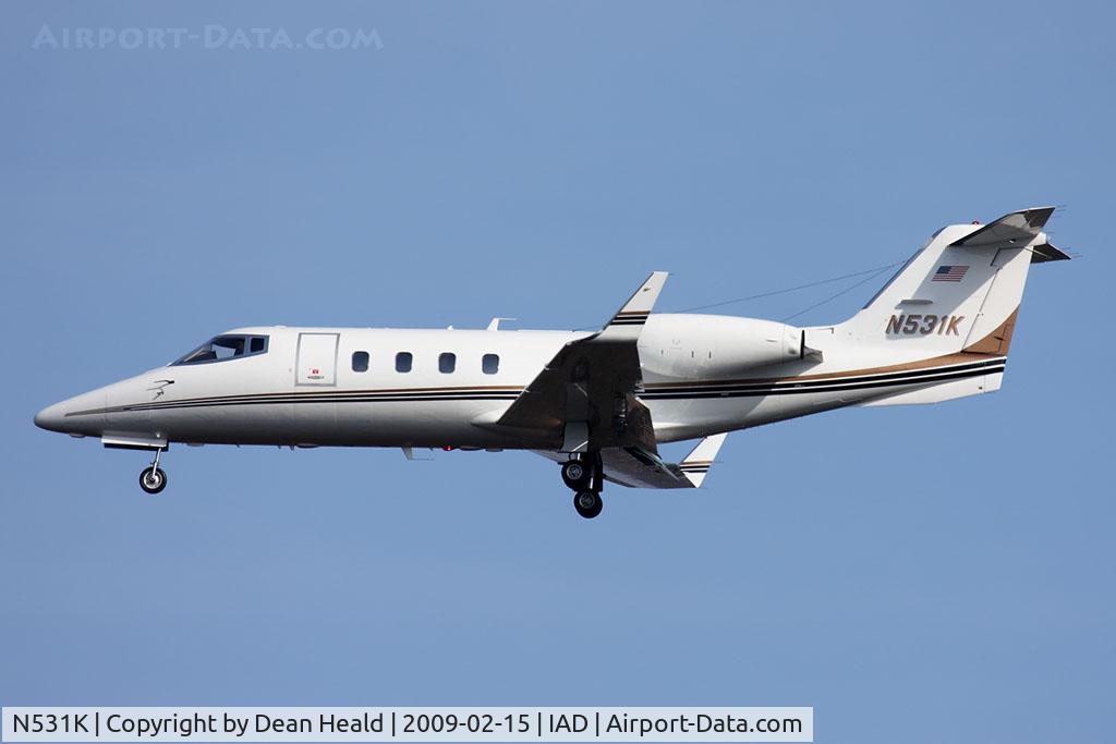 N531K, 1982 Gates Learjet 55 C/N 053, I J Knight, Inc's 1982 Gates Learjet 55 N531K from Reading Regional Airport (KRDG) on short-final to RWY 1R.