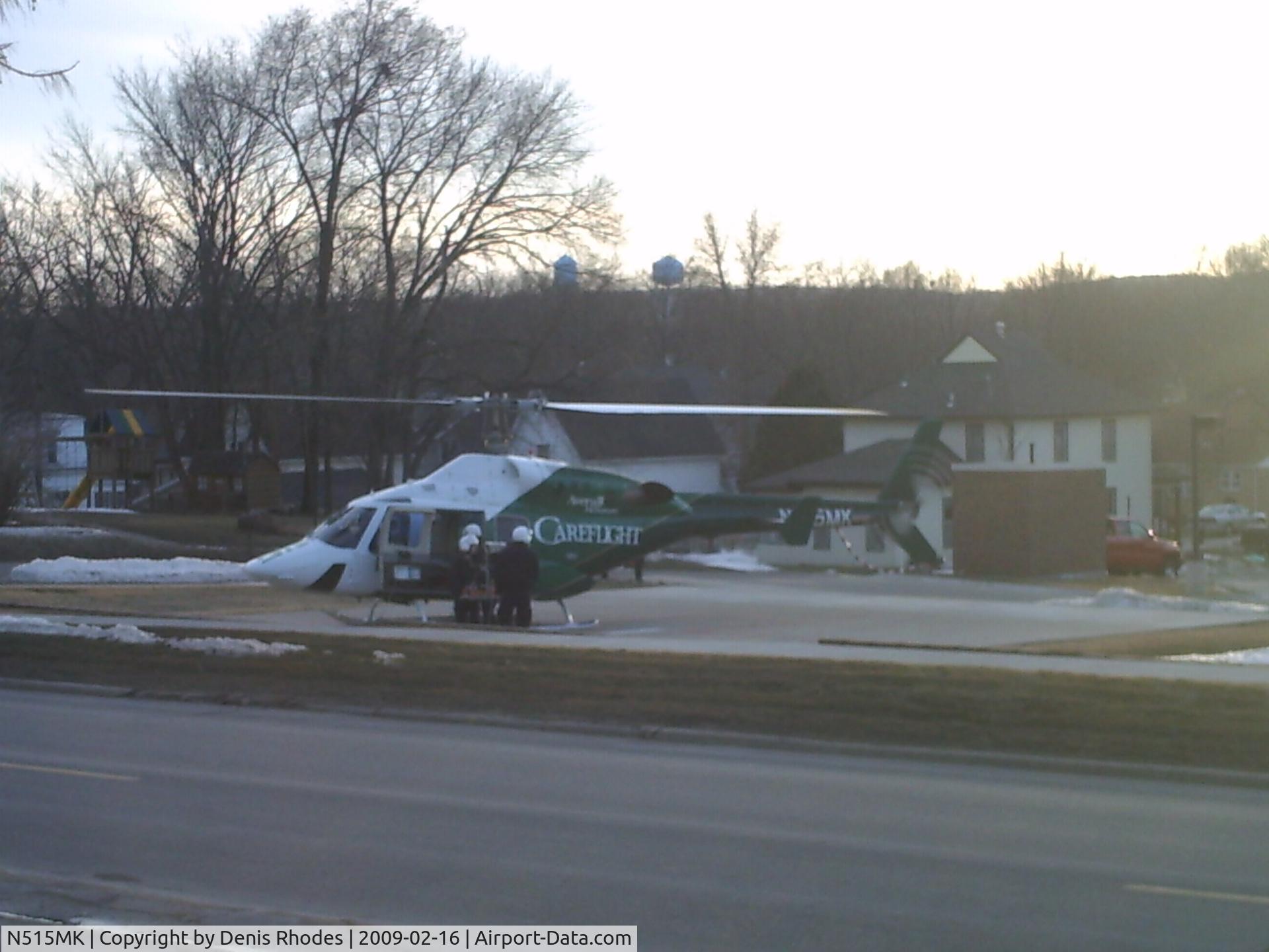 N515MK, 1984 Bell 222U C/N 47515, Estherville IA Avera hospital, taken from house across road where I live