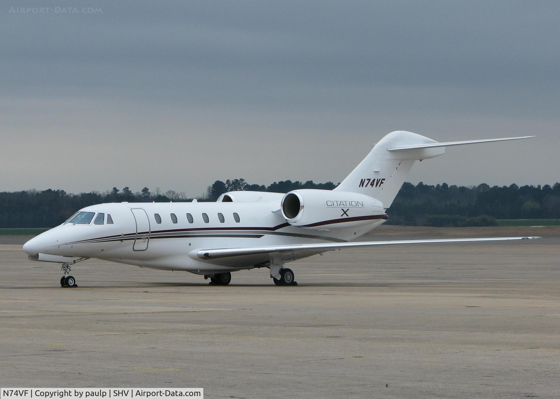 N74VF, 1998 Cessna 750 Citation X C/N 750-0057, Parked at Shreveport Regional. 