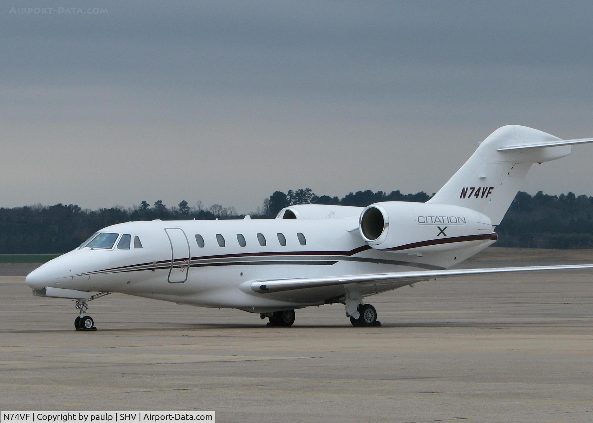 N74VF, 1998 Cessna 750 Citation X C/N 750-0057, Parked at Shreveport Regional. 