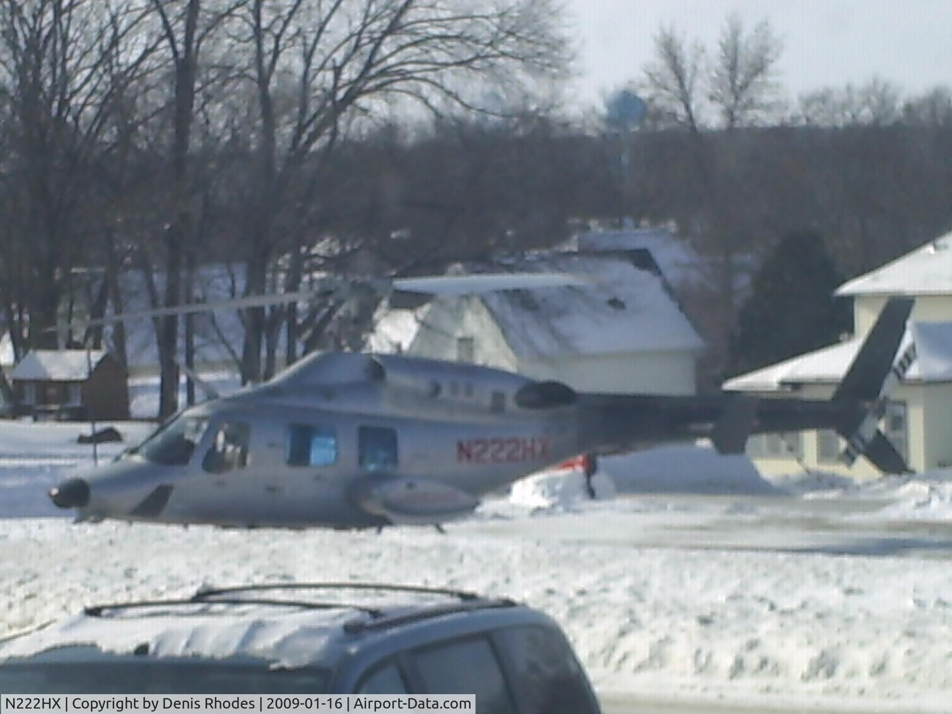N222HX, 1985 Bell 222U C/N 47533, Estherville IA Avera hospital, taken from house across road where I live