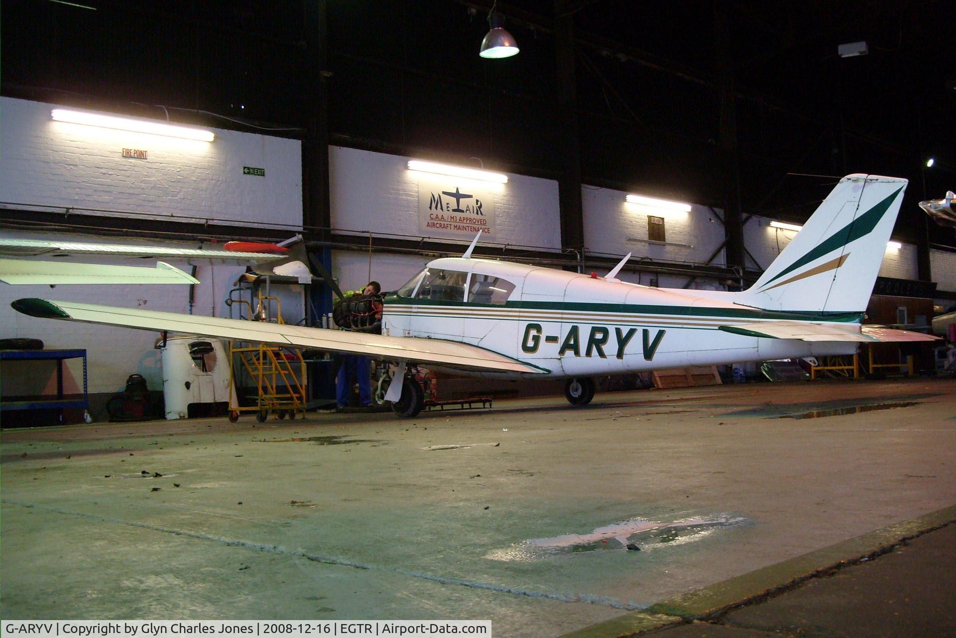 G-ARYV, 1961 Piper PA-24-250 Comanche C/N 24-2516, This old girl, built in 1961, enjoying some caring maintenance. Previously N1591Y. With thanks to the engineer of Metair who granted me authority to take photos in the hangar. I first saw this aircraft over 40 years ago at London-Gatwick Airport in 1968.