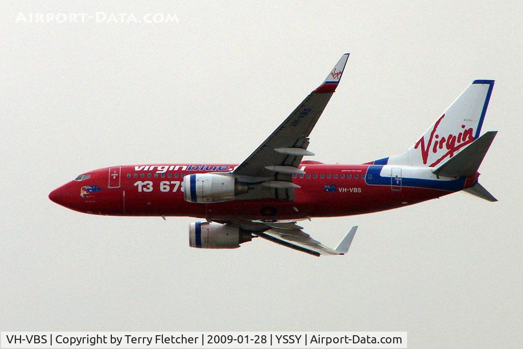 VH-VBS, 2002 Boeing 737-7BX C/N 30746, Virgin Blue B737 climbs out of Sydney