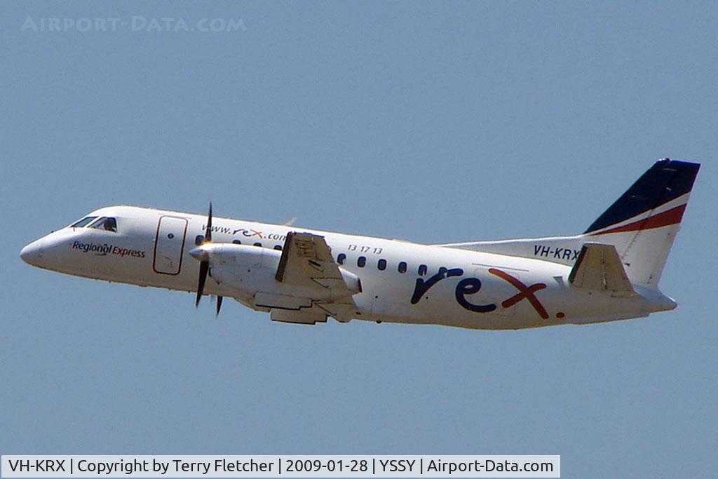 VH-KRX, 1991 Saab 340B C/N 340B-290, Rex Regional SF340 lifts off from Sydney