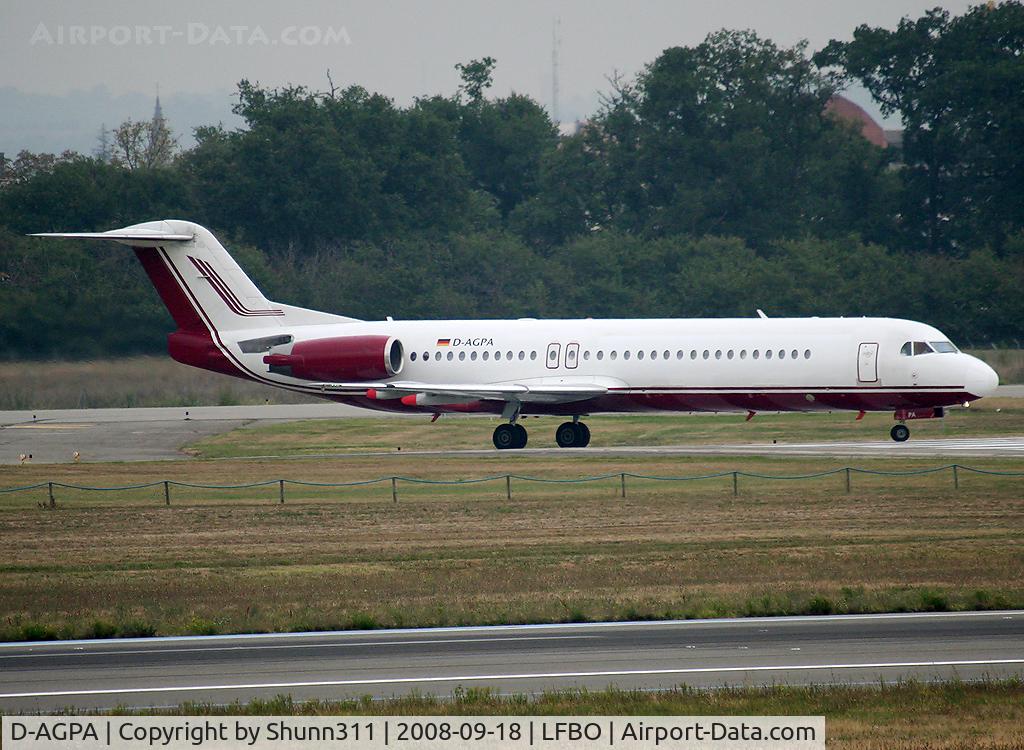 D-AGPA, 1989 Fokker 100 (F-28-0100) C/N 11276, Lining up rwy 14L for departure... Air Berlin c/s without titles and opb OLT this day ;-)