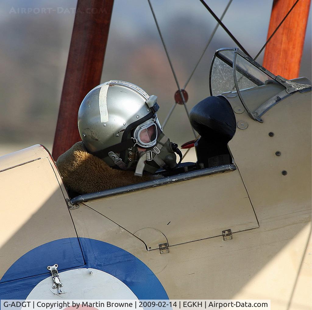 G-ADGT, 1935 De Havilland DH-82A Tiger Moth II C/N 3338, Close up of the pilot.