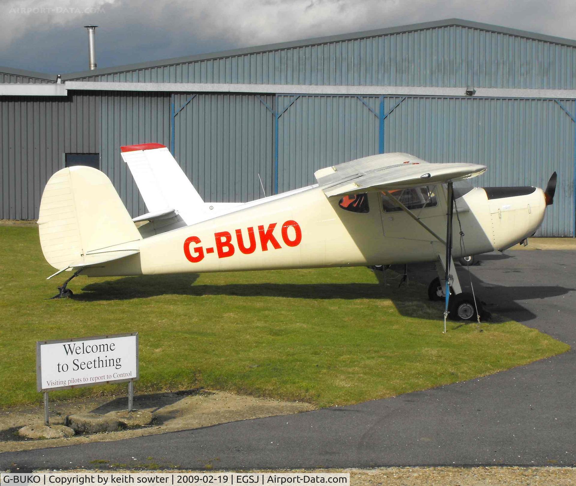 G-BUKO, 1947 Cessna 120 C/N 13089, Outside the maintenance Hangar