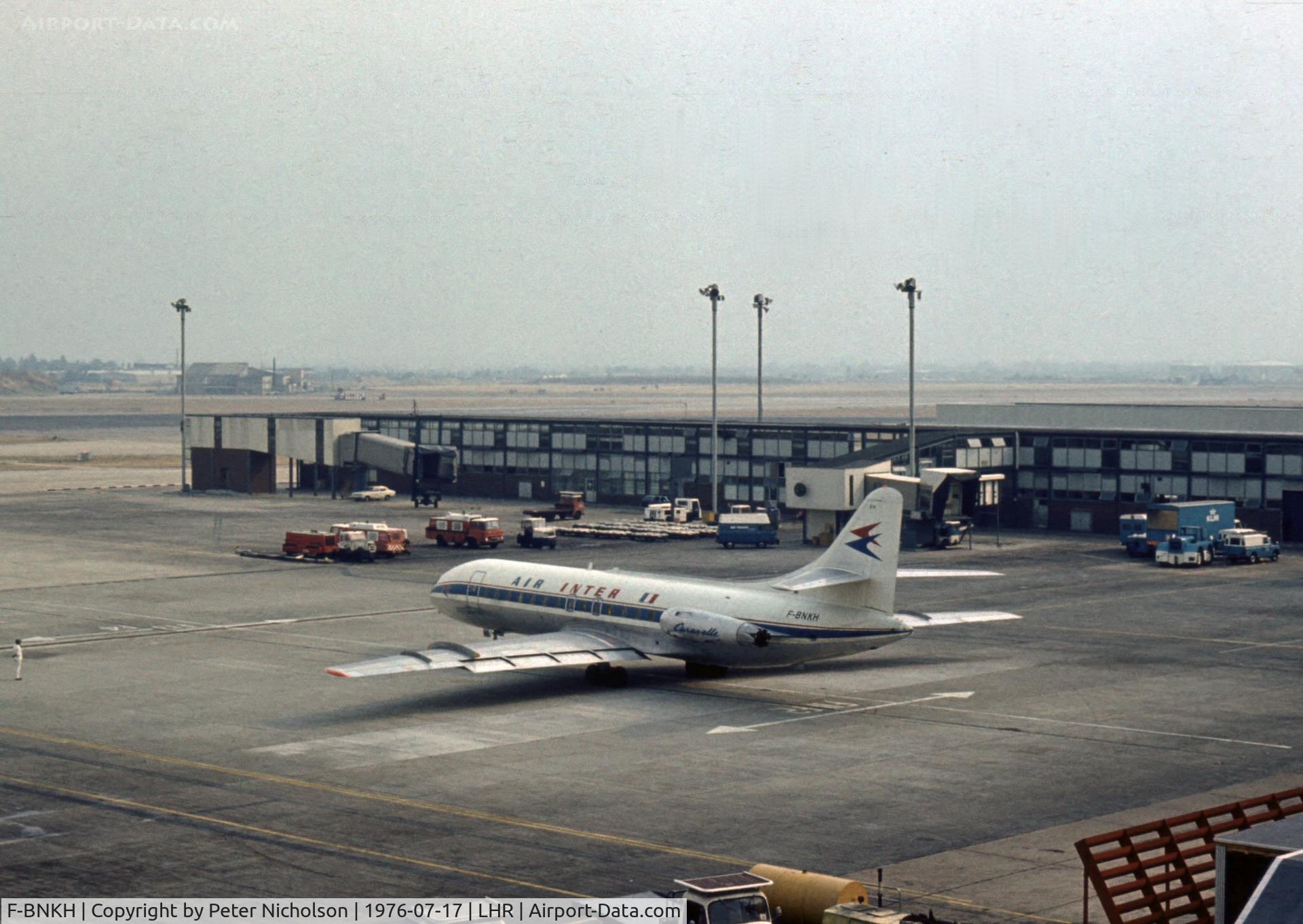 F-BNKH, 1968 Sud Aviation SE-210 Caravelle III C/N 248, In service with Air Inter as seen at London Heathrow in the Summer of 1976.