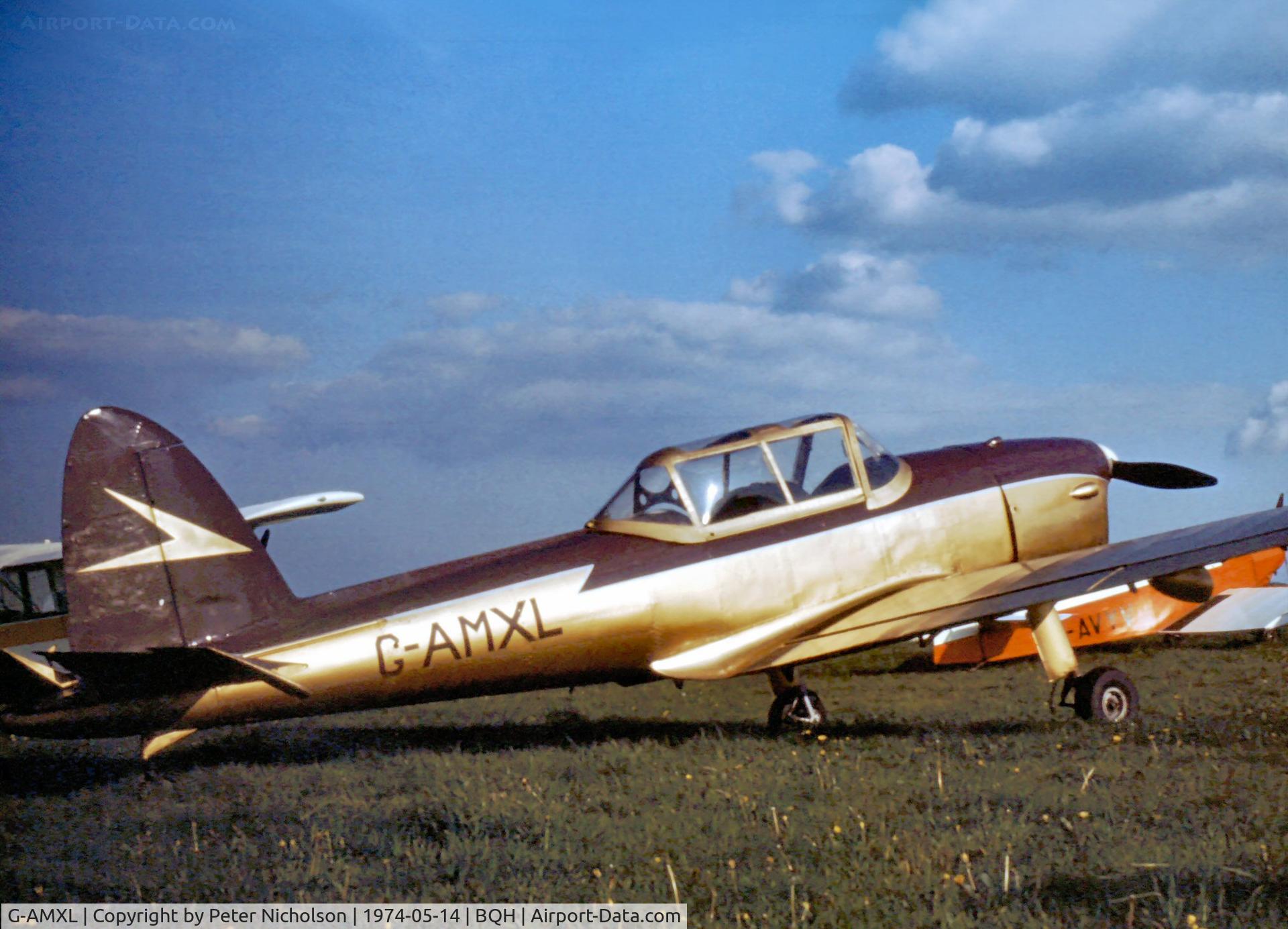 G-AMXL, 1951 De Havilland DHC-1 Chipmunk 22 C/N C1/0242, As seen at Biggin Hill in the Summer of 1974.