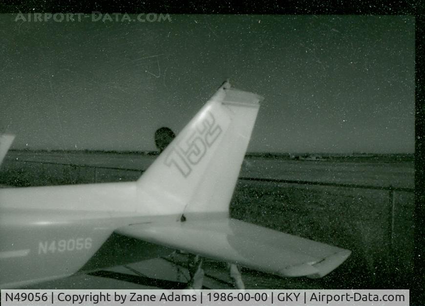 N49056, Cessna 152 C/N 15281127, This aircraft was destroyed and the pilot killed when he stole the aircraft and flew into powerlines while intoxicated. (This photo from a scan of a B&W contact sheet - I am the pilot in these photos)