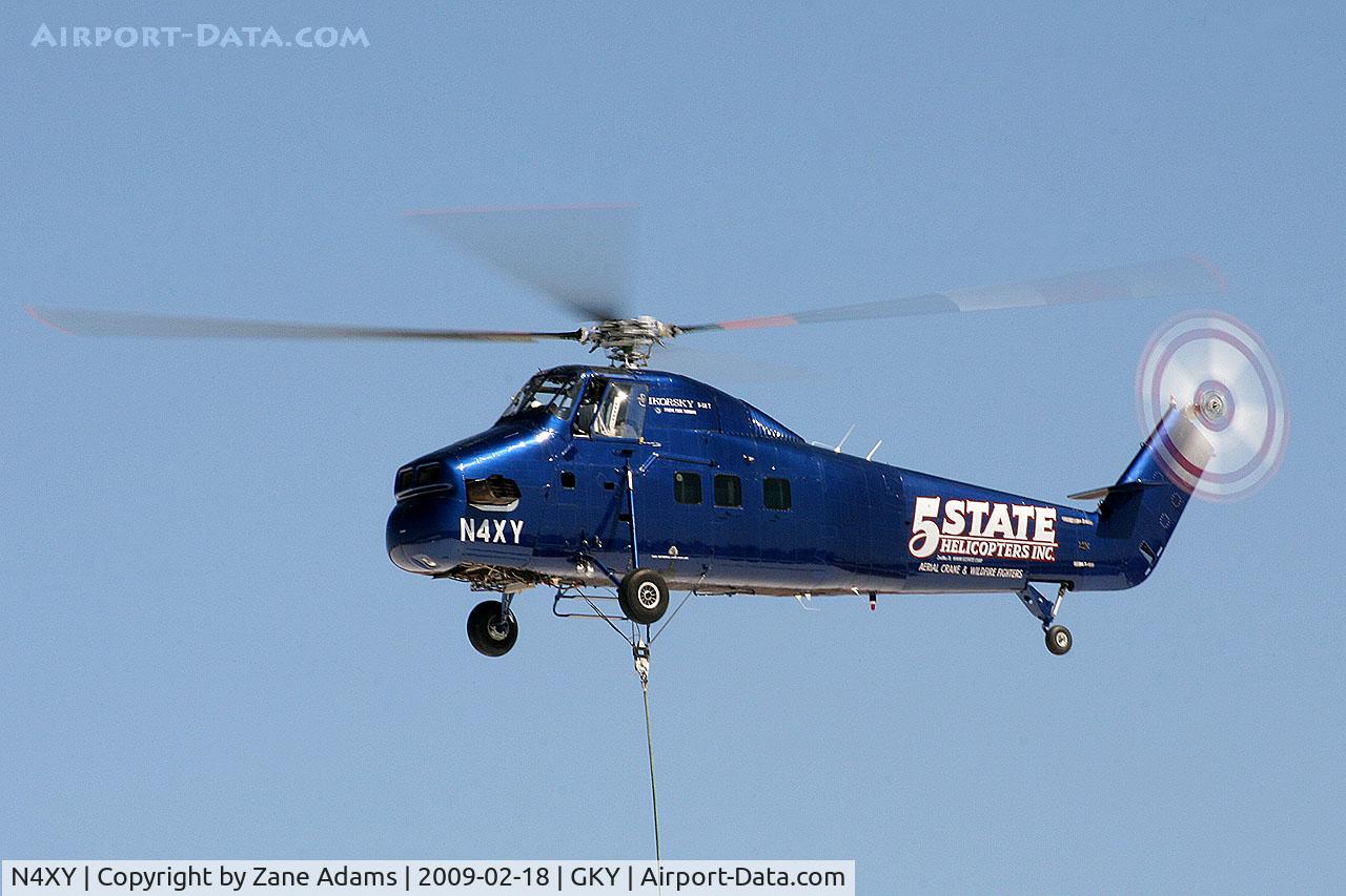 N4XY, 1957 Sikorsky S-58BT C/N 58700, 5 State Helicopters Inc. S-58BT doing a HVAC lift onto a new warehouse near the airport in Arlington, TX