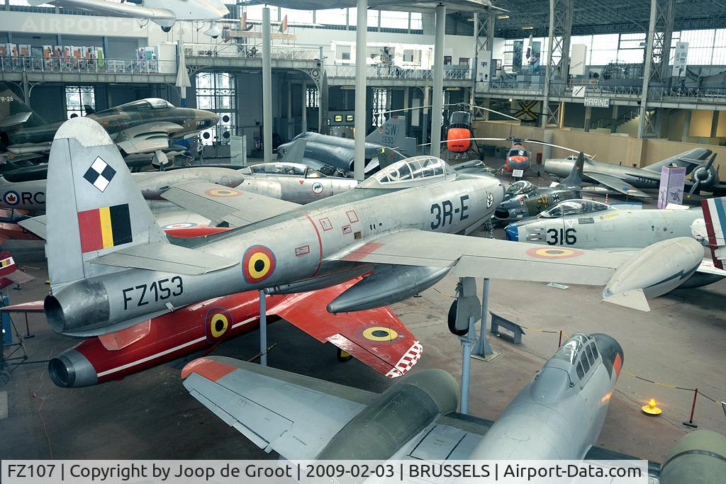 FZ107, 1951 Republic F-84G Thunderjet C/N 2442-1120B, Shows ID FZ153 preserved in the Brussels museum.