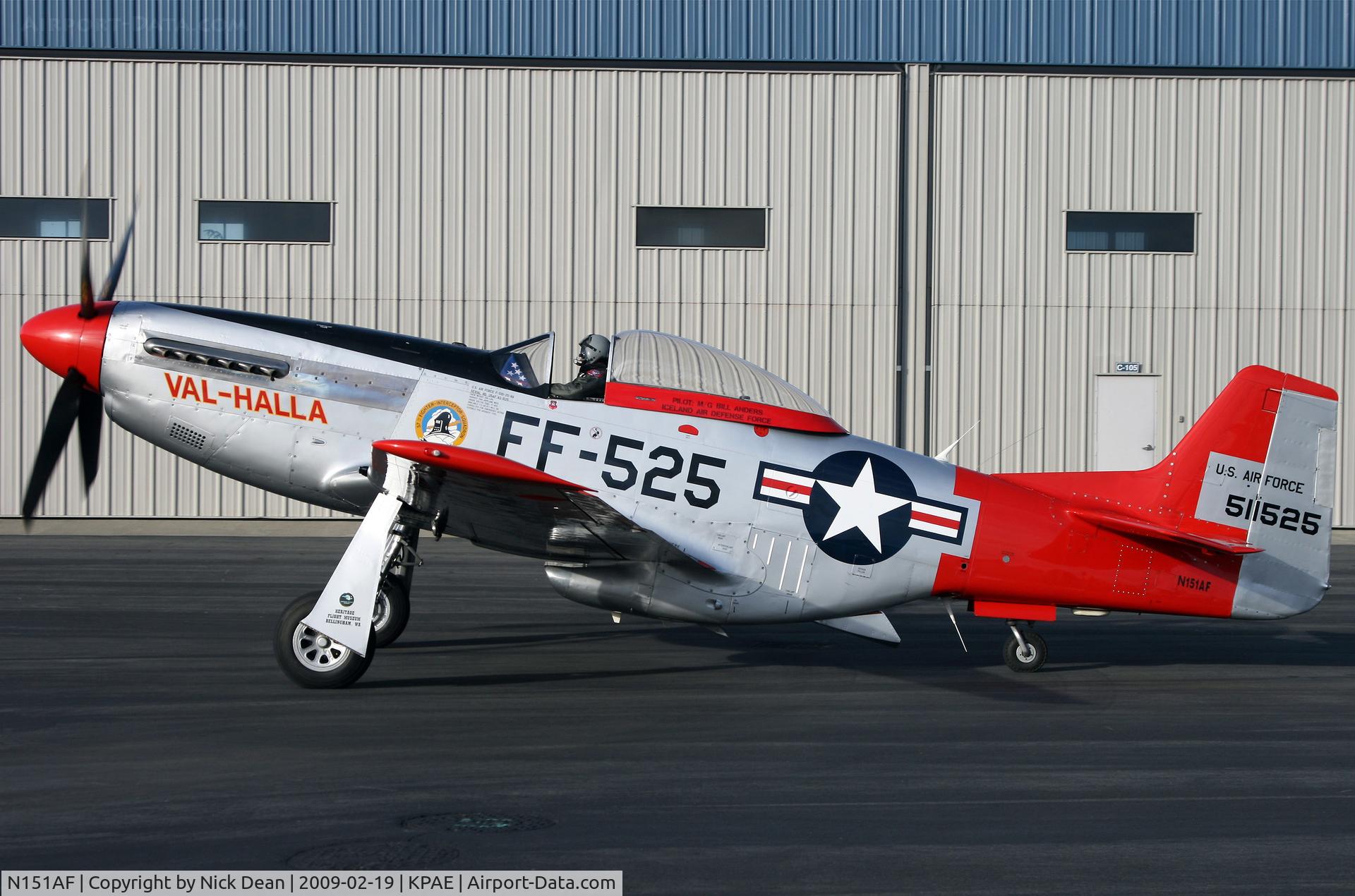 N151AF, 1945 North American P-51D Mustang C/N 45-11525, KPAE (Actual C/N of this airframe is 124-48278 not the military serial number as posted)