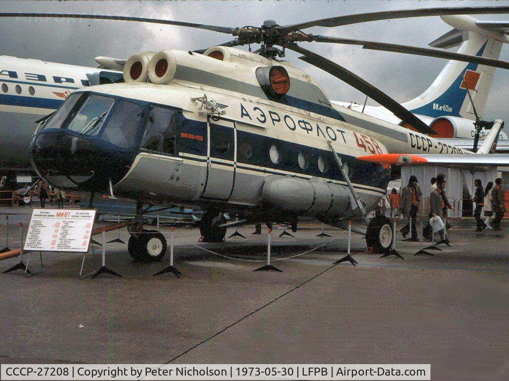 CCCP-27208, Mil Mi-8T Hip C/N 2856, This Aeroflot Hip was displayed at the 1973 Paris Airshow at Le Bourget.