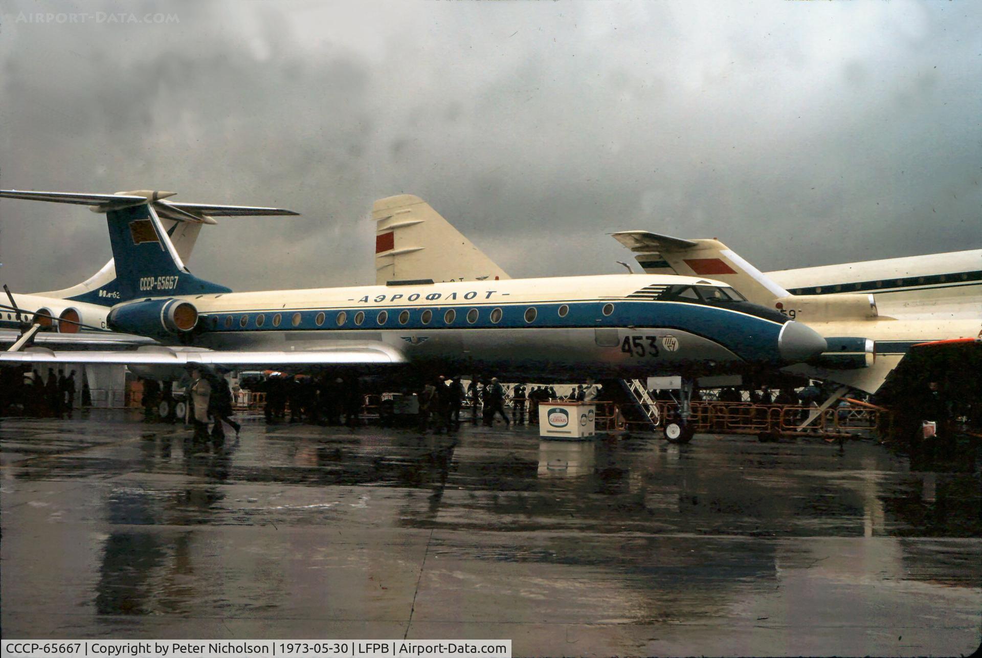 CCCP-65667, 1971 Tupolev Tu-134A C/N 1351207, This Crusty of Aeroflot was displayed at the 1973 Paris Airshow at Le Bourget.