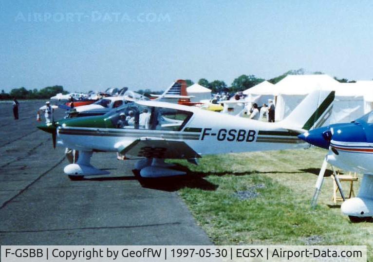 F-GSBB, Robin DR-400-120 Dauphin 2+2 C/N 2334, On the Robin stand at the 1997 Aerofair at North Weald