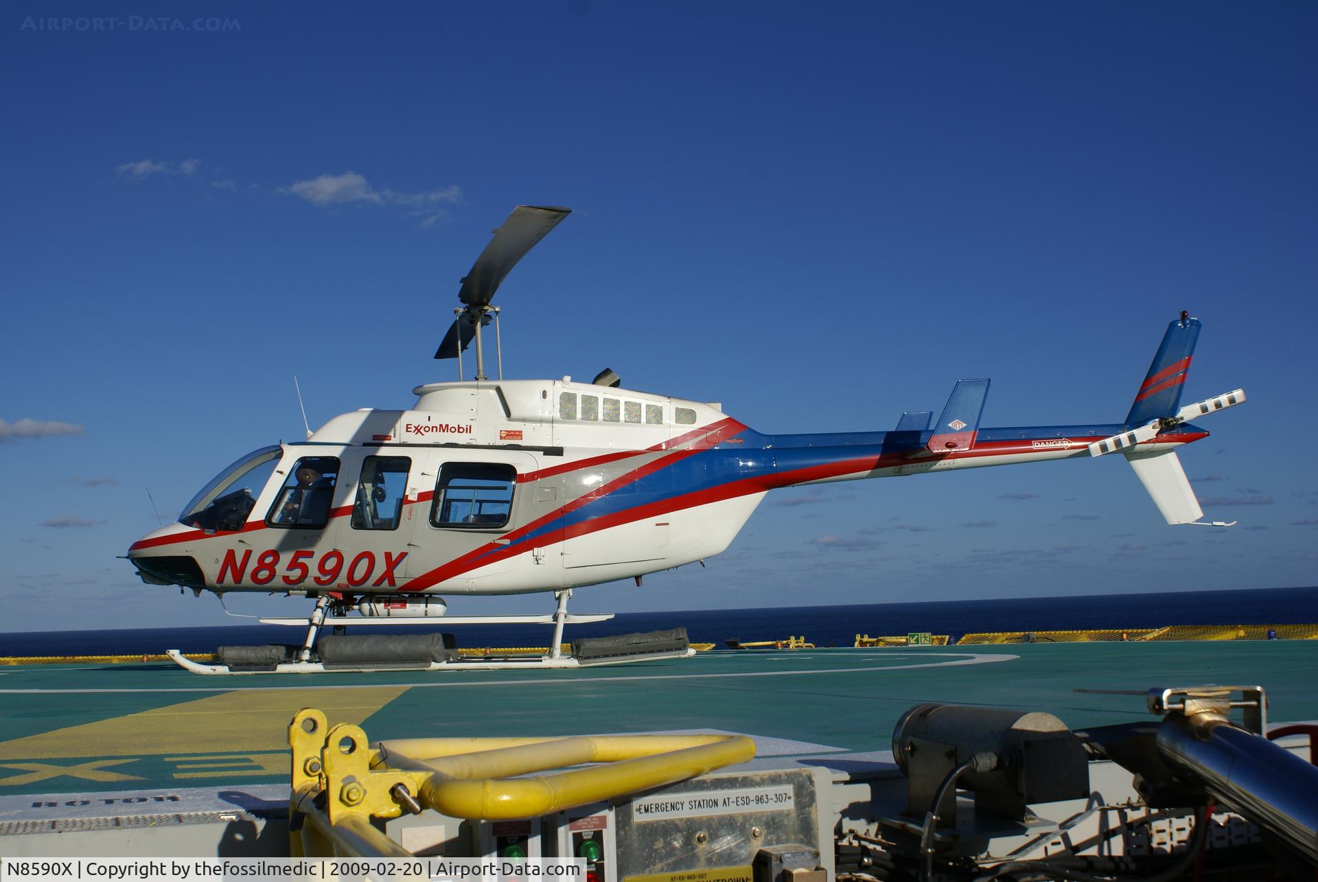 N8590X, 1991 Bell 206L-3 LongRanger III C/N 51494, Sitting on Atlantis Helideck 150 miles offshore in the Gulf of Mexico