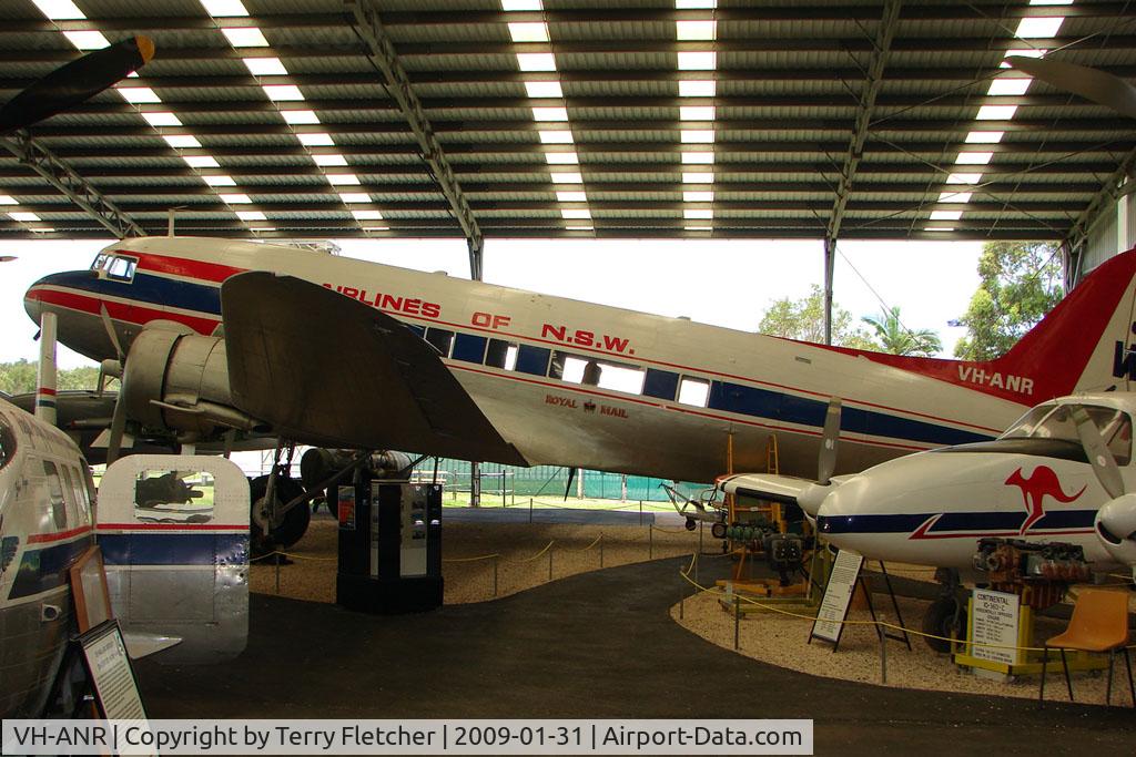 VH-ANR, 1937 Douglas DC-3-194B C/N 1944, At the Queensland Air Museum, Caloundra, Australia - this early example DC3 was first registered to KLM Airlines as PH-ALW in 1937 and saw service through to 1974 when it was stored