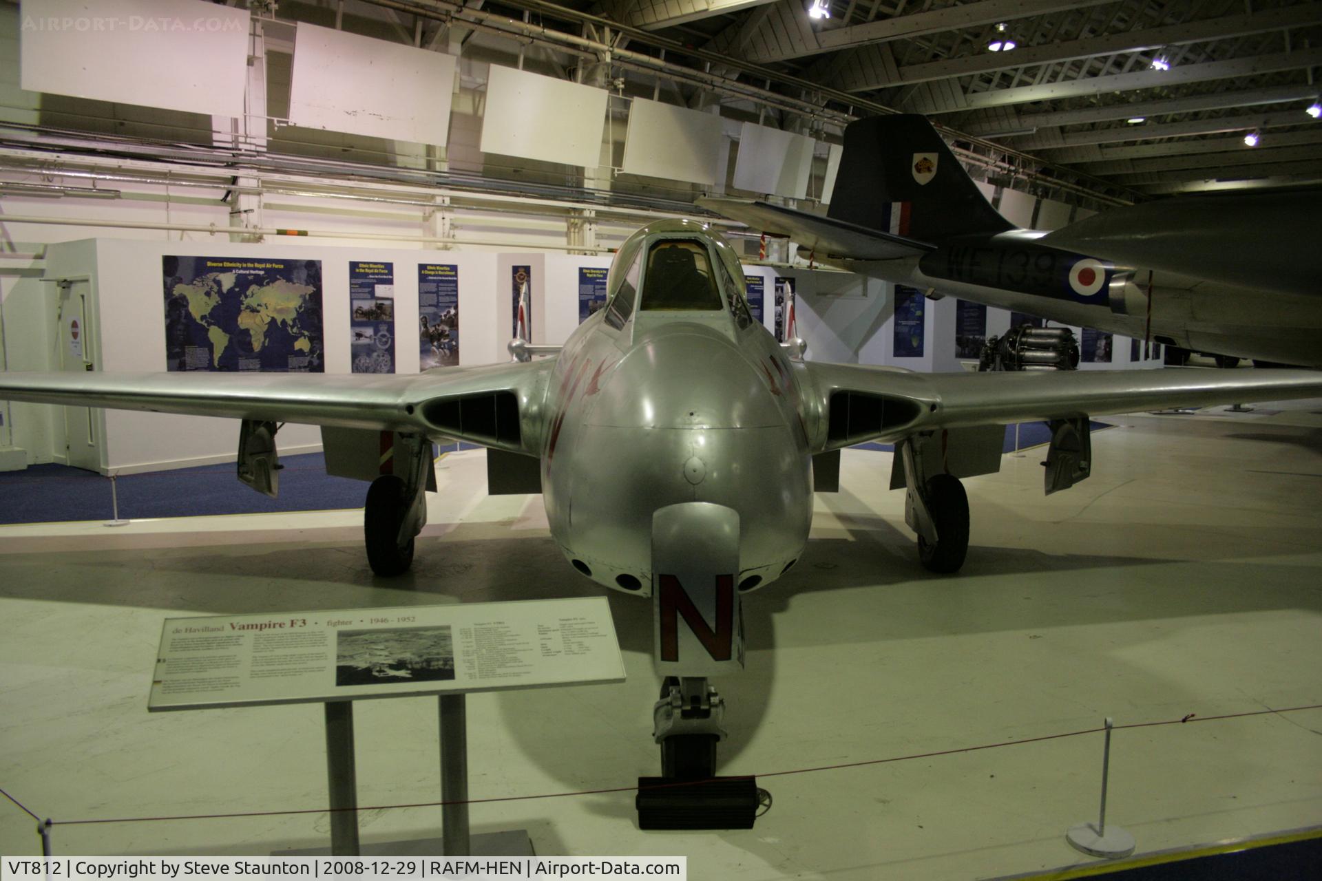 VT812, 1947 De Havilland DH-100 Vampire F.3 C/N Not found VT812, Taken at the RAF Museum, Hendon. December 2008