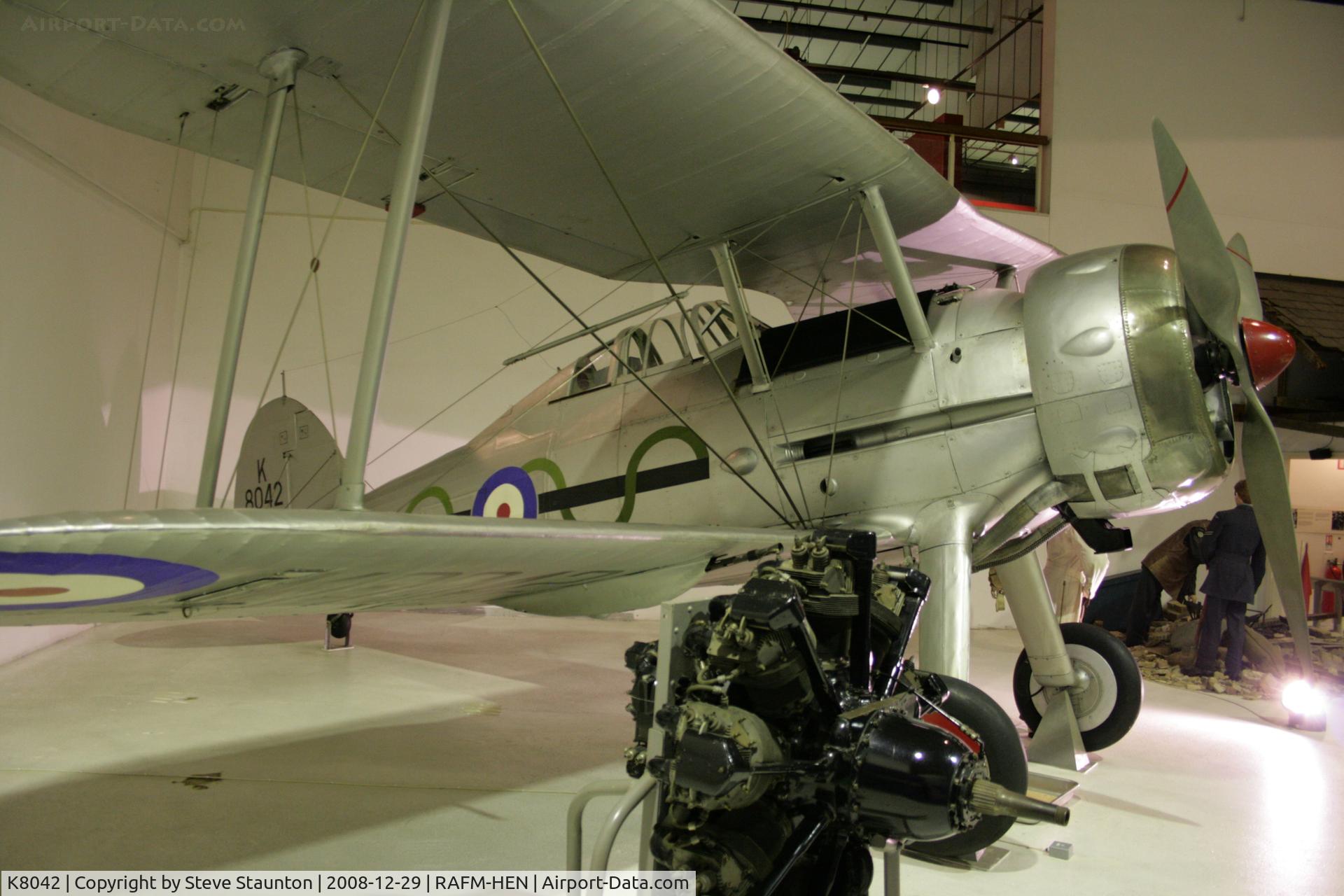 K8042, Gloster Gladiator Mk1 C/N Not found K8042, Taken at the RAF Museum, Hendon. December 2008