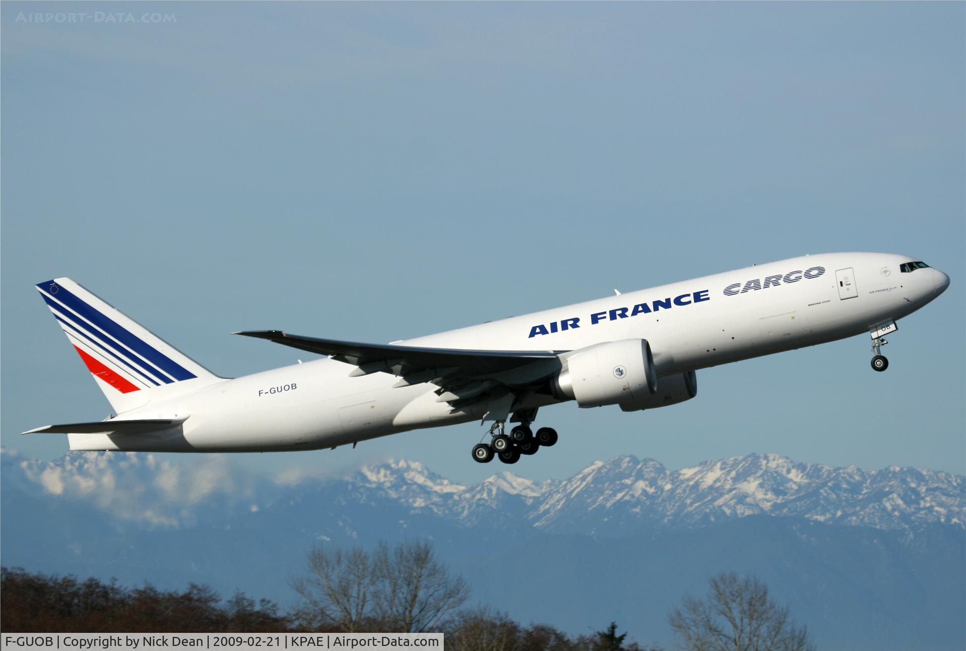 F-GUOB, 2008 Boeing 777-F28 C/N 32965, KPAE (Boeing 002 departs on a Saturday AM test flight from 34R)