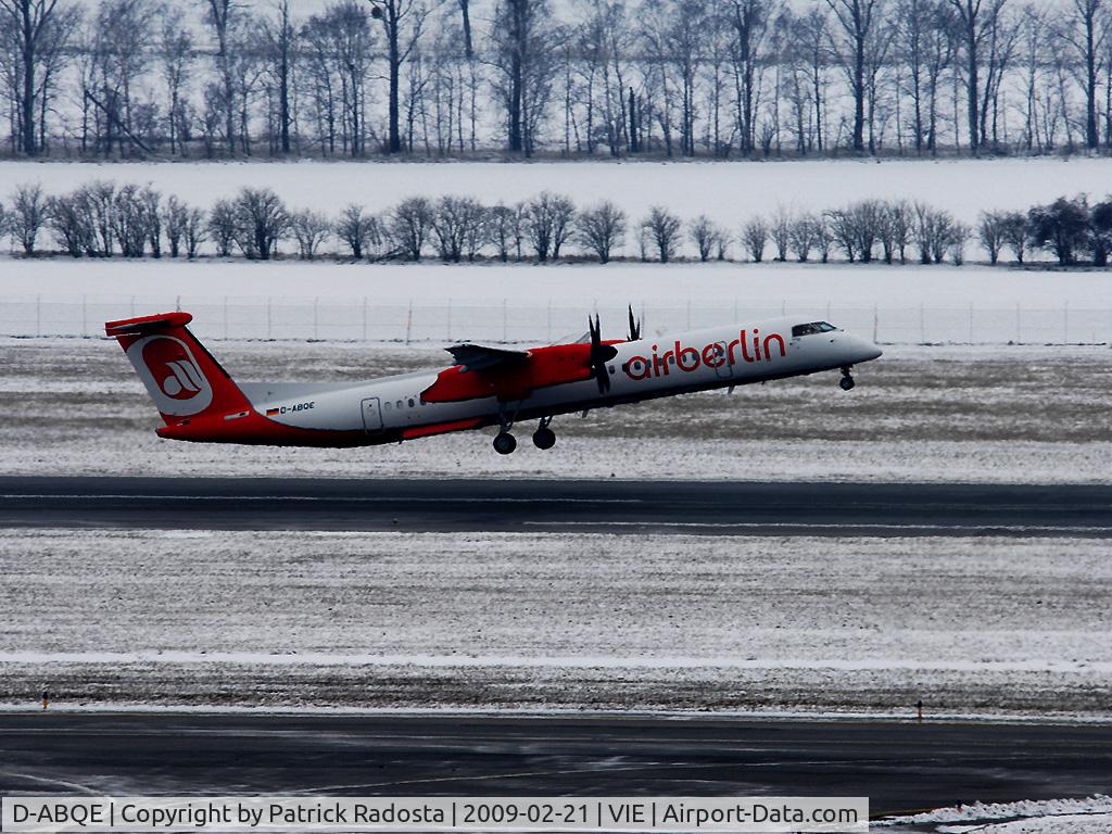 D-ABQE, 2009 De Havilland Canada DHC-8-402Q Dash 8 C/N 4239, Only approx 1 week old Bombardier Q400 of Air Berlin; first landing of an Air Berlin Q400 in Vienna