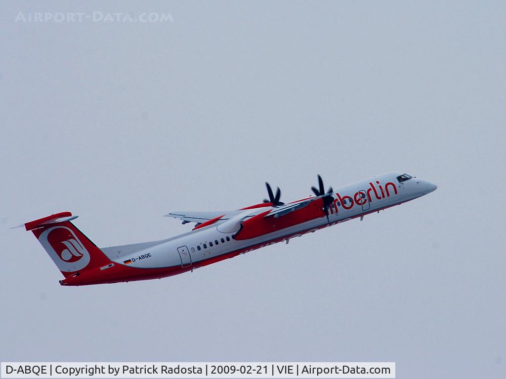 D-ABQE, 2009 De Havilland Canada DHC-8-402Q Dash 8 C/N 4239, Only approx 1 week old Bombardier Q400 of Air Berlin; first landing of an Air Berlin Q400 in Vienna