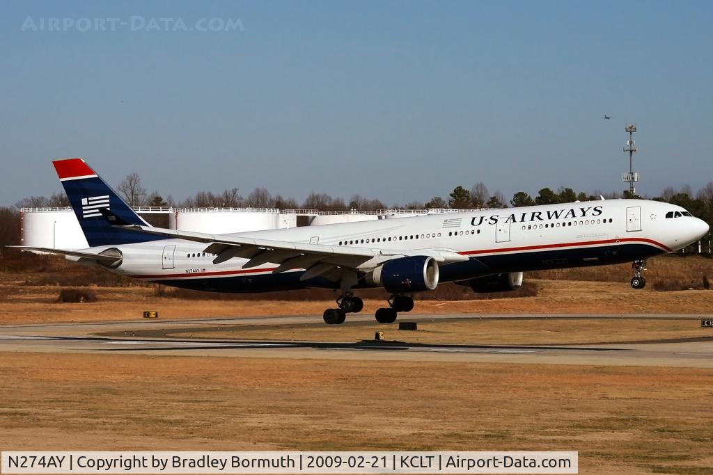 N274AY, 2000 Airbus A330-323X C/N 342, Taken from the overlook on the west side of the Charlotte Douglas International Airport.