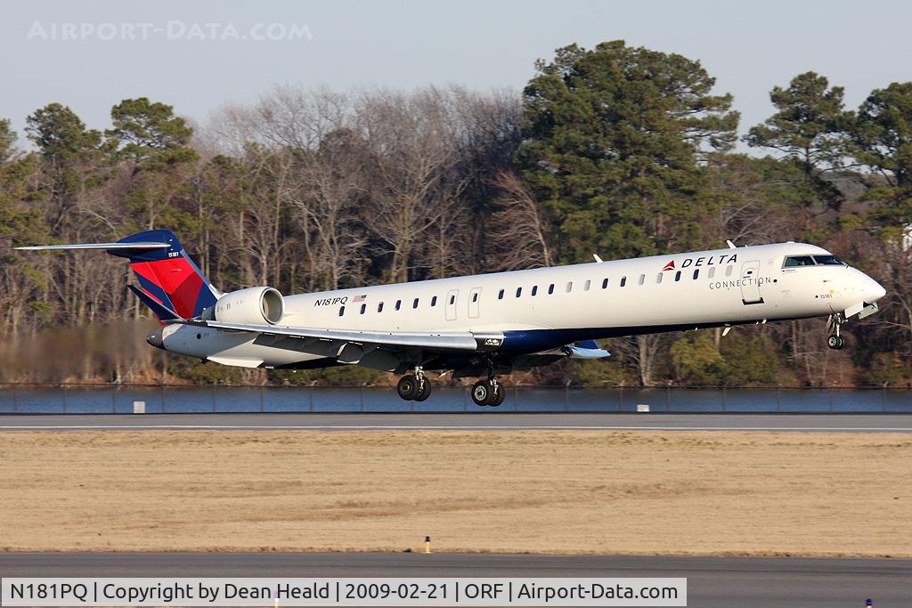 N181PQ, 2008 Bombardier CRJ-900ER (CL-600-2D24) C/N 15181, Delta Connection (Pinnacle Airlines) N181PQ (FLT FLG5811) from Hartsfield-Jackson Atlanta Int'l (KATL) landing on RWY 23.