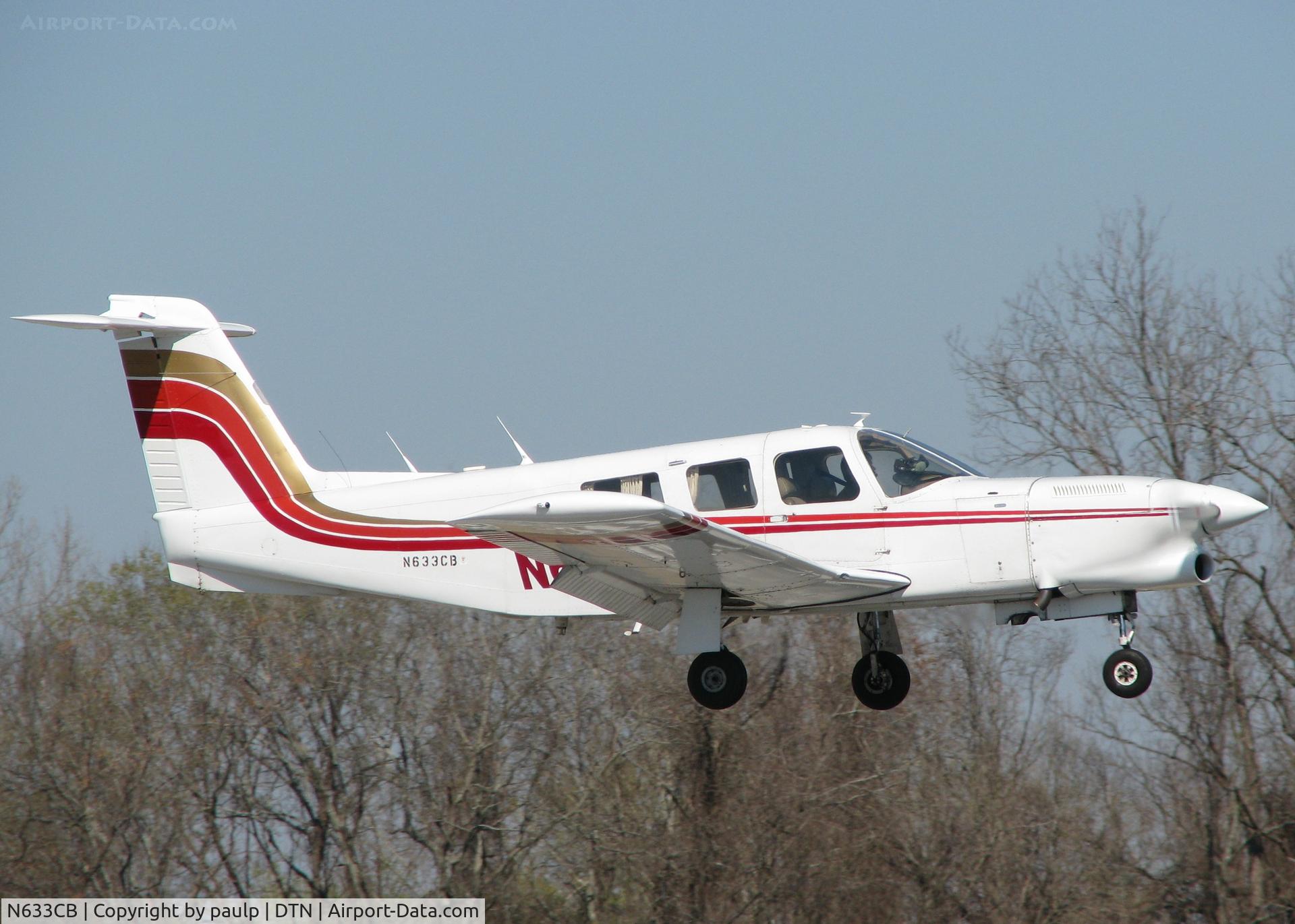 N633CB, 1978 Piper PA-32RT-300T Turbo Lance II C/N 32R-7887158, Landing at Downtown Shreveport.
