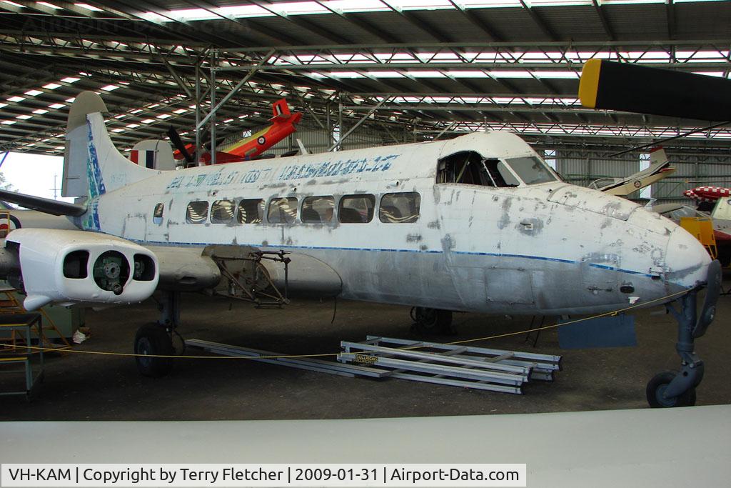 VH-KAM, 1957 De Havilland DH-114 Heron 2D C/N 14123, At the Queensland Air Museum, Caloundra, Australia - this Heron achieved 29,999 flying hours