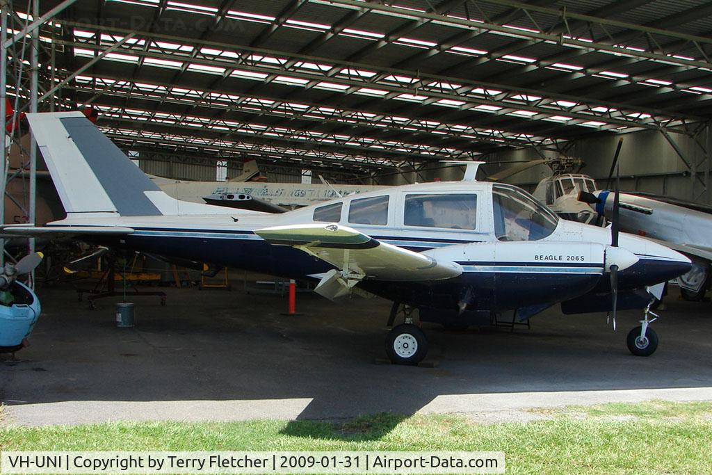 VH-UNI, 1966 Beagle B-206 Series 2 C/N B047, At the Queensland Air Museum, Caloundra, Australia - This Beagle previously operated as G-ATZR and VH-UNL