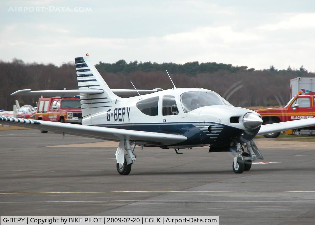 G-BEPY, 1977 Rockwell Commander 112B C/N 524, PAPA YANKIE IN NEW COLORS TAXYING FROM THE PUMPS