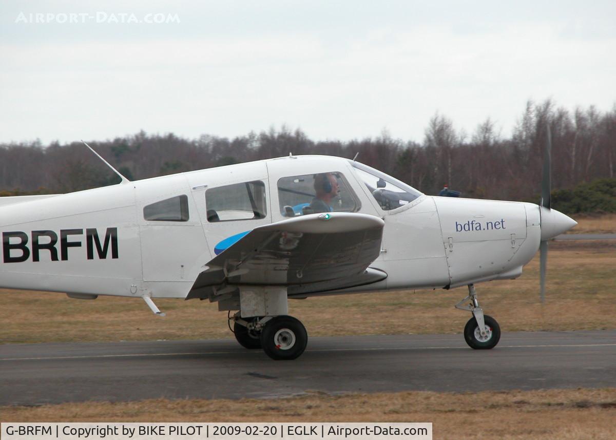 G-BRFM, 1979 Piper PA-28-161 C/N 287916279, BRITISH DISABLED FLYING ASSN. STUDENT TAXYING IN AFTER FIRST SOLO