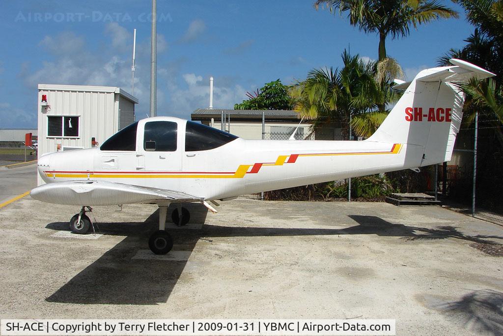 SH-ACE, 1979 Piper PA-38-112 Tomahawk Tomahawk C/N 38-78A0709, Inside the General aviation Fuelling facilty at Maroochydore is a PA-38 wearing the (fals) registration marks SH-ACE - anyone know the true identity of this airframe- Royston Wood of Adelaide now confirms this as ex  VH-MHK