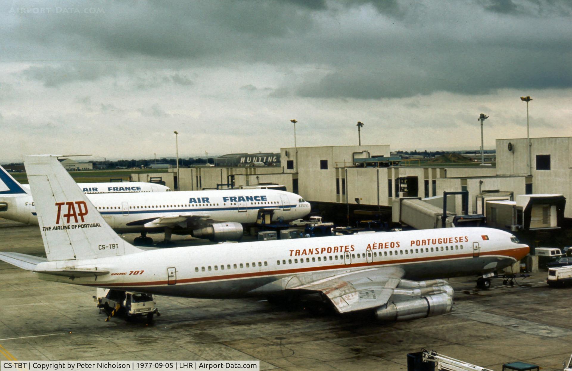 CS-TBT, 1971 Boeing 707-3F5C C/N 20514, In service with TAP as seen at London Heathrow in September 1977.