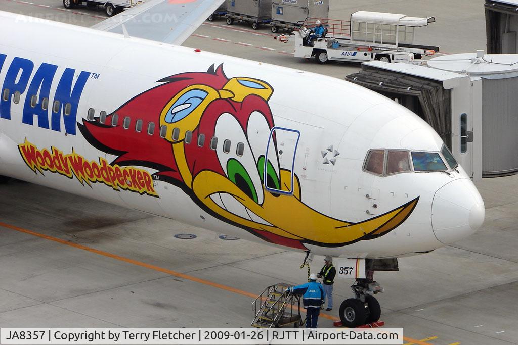 JA8357, 1991 Boeing 767-281 C/N 25293, Say hi to Woody Woodpecker on this ANA B767 logojet