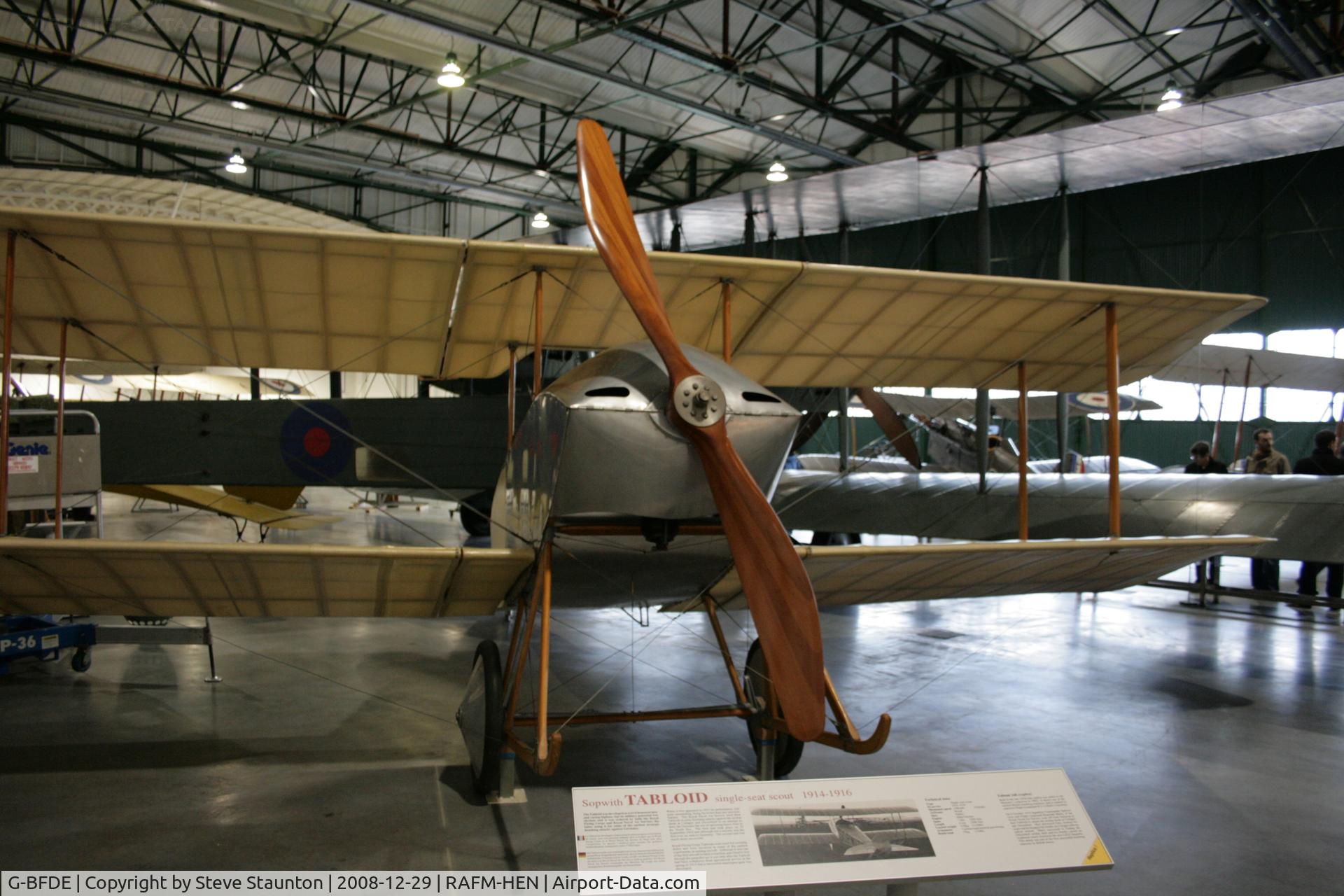 G-BFDE, 1981 Sopwith Tabloid Replica C/N PFA 67-10186, Taken at the RAF Museum, Hendon. December 2008