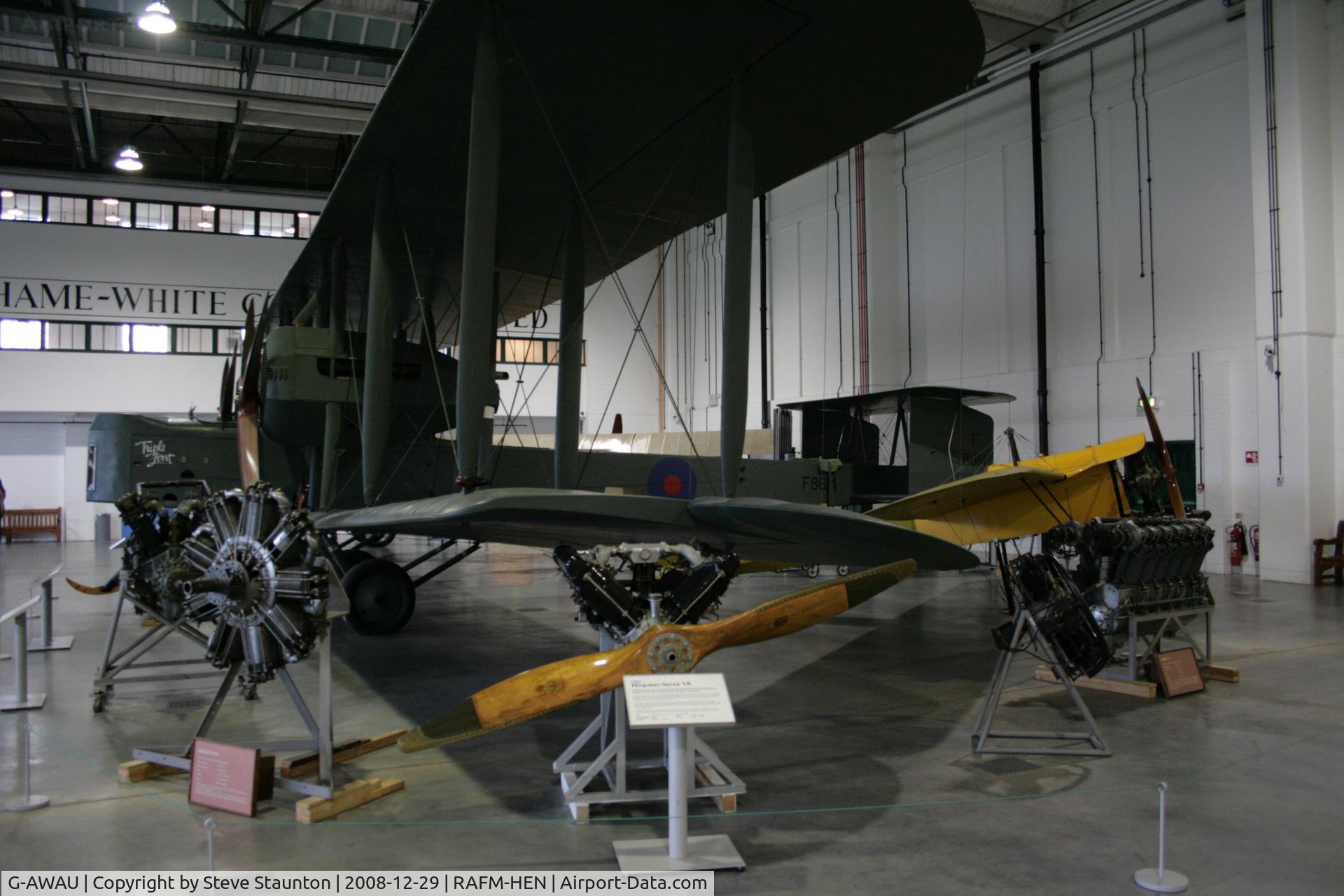 G-AWAU, Vickers FB-27A Vimy (replica) C/N VAFA02, Taken at the RAF Museum, Hendon. December 2008