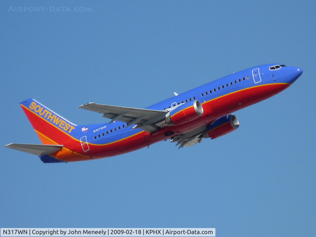 N317WN, 1988 Boeing 737-3Q8 C/N 24068, Departure from 07L