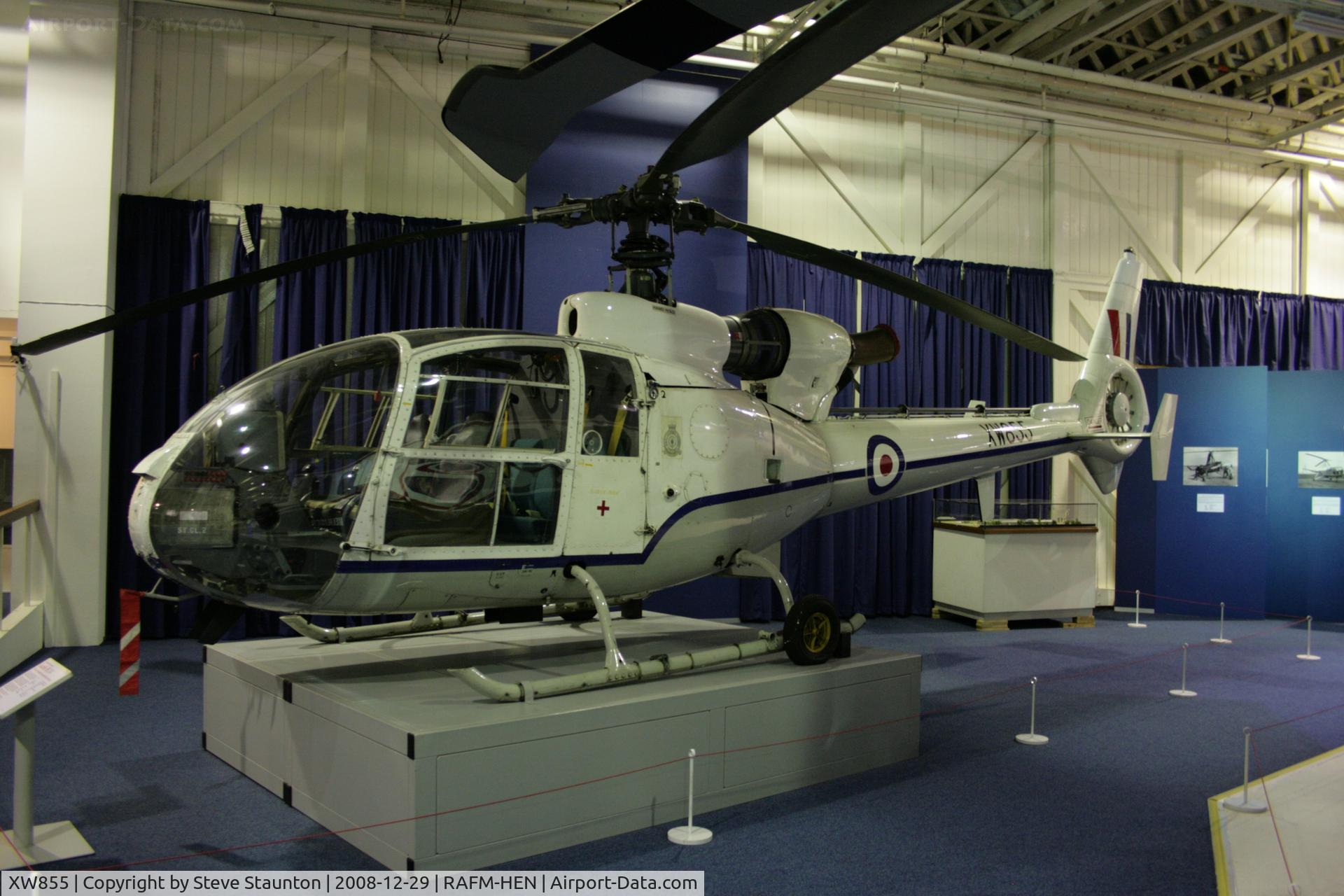 XW855, 1973 Westland SA-341D Gazelle HT3 C/N WA1050, Taken at the RAF Museum, Hendon. December 2008