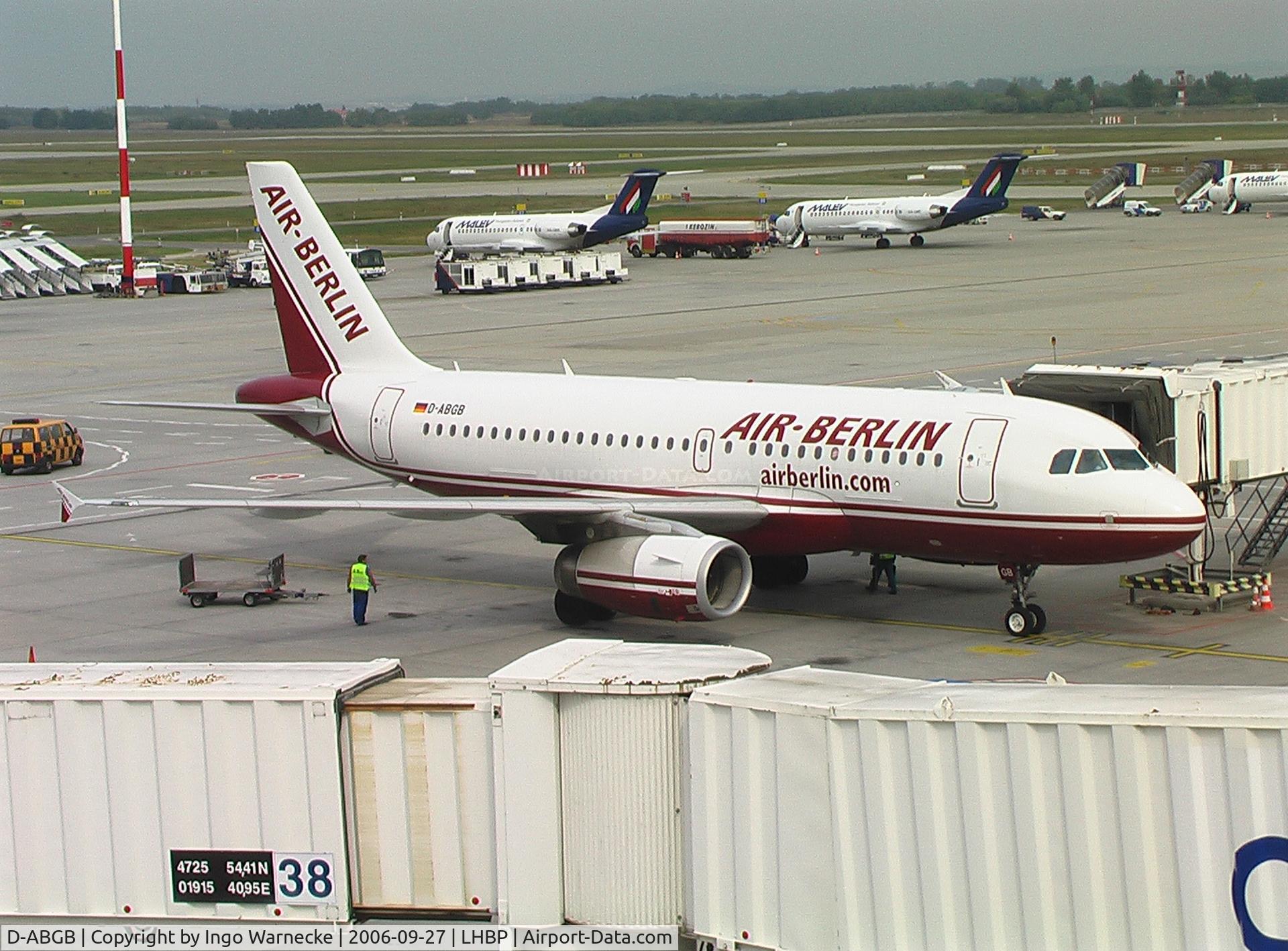 D-ABGB, 2005 Airbus A319-132 C/N 2467, Airbus A319-100 of Air Berlin at Budapest Ferihegy II