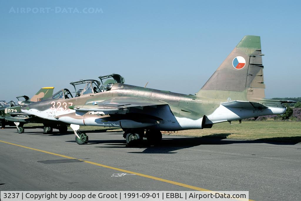 3237, Sukhoi Su-25UBK C/N 38220113237, These Czechoslovakian Su-25 was one of the first former Warsaw Pact aircraft I saw. This aircraft was transferred to the Slovak air force when Czechoslovakia broke up in 1993.